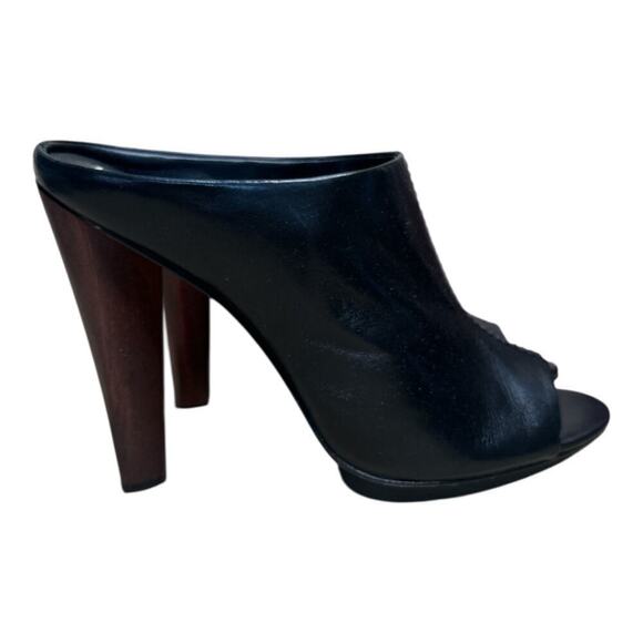 BCBGMaxazria Jeremy Black Leather High Heel Open Toe Mules Sandals Size 9B NWOB - Picture 3 of 8